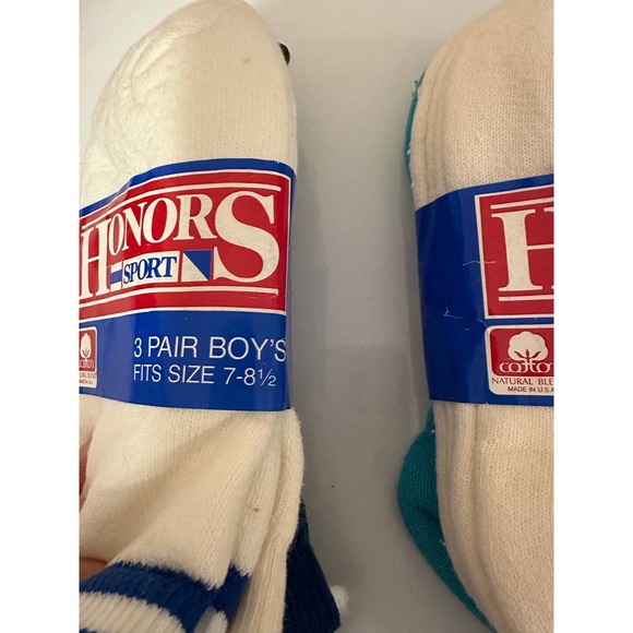 Vintage NOS new 7-8.5  boys 6 pr (2 pk x 3 pr) socksUSA 100% cotton - Picture 2 of 8